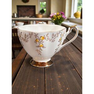 Queen Anne Bone China Teacup Vintage 50s Made In England Ditsy Flower Farmhouse